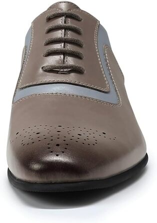 Чоловічі класичні туфлі YFFUSHI Oxford Brogues — офіційне бізнес-взуття, сіро-блакитні, розмір 40 EU