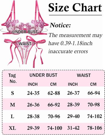 AEAU Комплект жіночої білизни: мереживний бюстгальтер та танга, прозорий, push-up, мереживний, квітковий, бралетта, S-XL (Рожевий, XL)