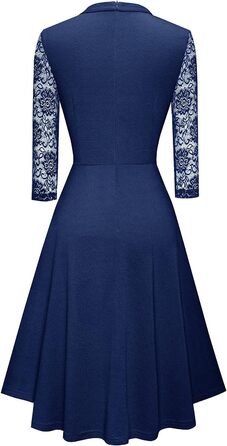 HOEYEE Елегантне сукня-максі з мереживом, вінтажний стиль, для вечірок та коктейлів (XL, Темно-синій)