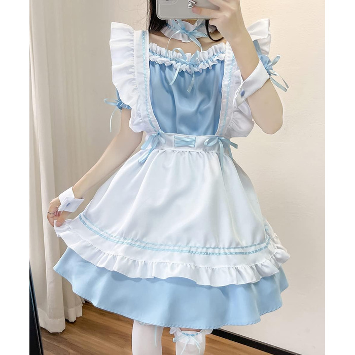 Костюм горничної в стилі аніме: костюм горничної, косплей, костюм на Хелловін, блакитний колір, розмір L