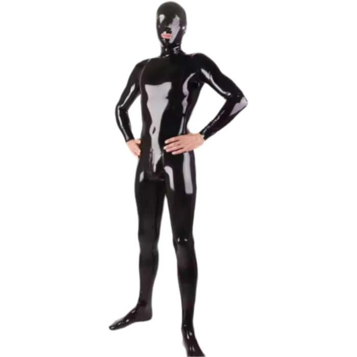 Штани з латексу Gaylop, повний комплект, чорний латексний халат, латексний комбінезон з гуми для чоловіків та жінок, індивідуальні очі з сотами, чорний L