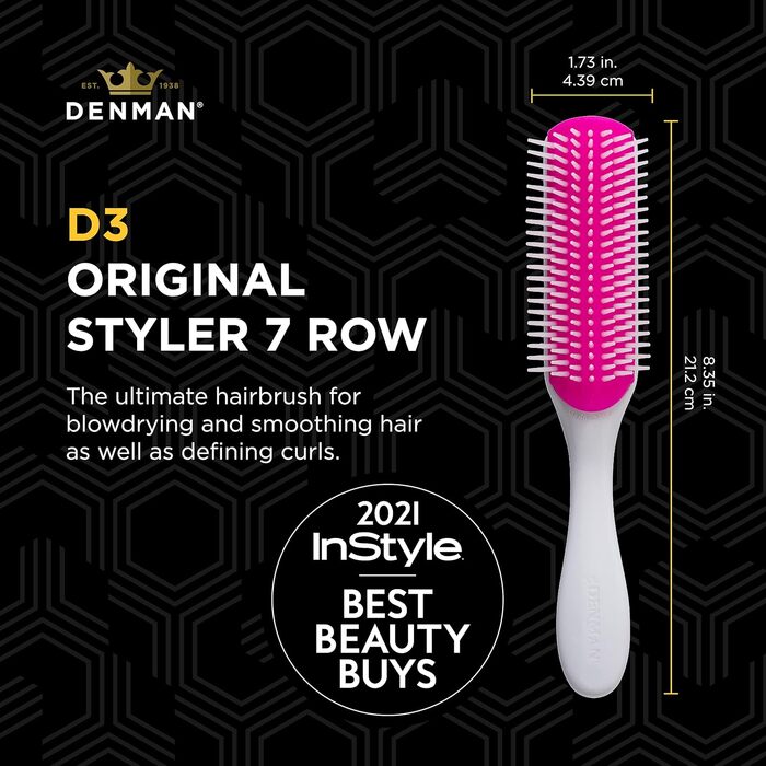 Щітка для кучерявого волосся Denman D3 Cherry Blossom — професійна стилізуюча щітка для розплутування, розділення та формування локонів