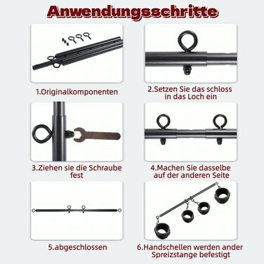 Розпірка для бондажу з металу, наручники та кайдани для ніг BDSM для пар (чорний)