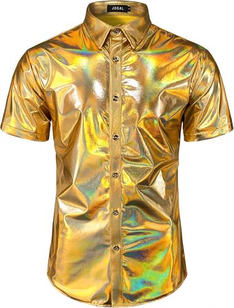 Чоловічий блискучий бронзовий костюм для вечірок JOGAL (золотий блиск, розмір S)