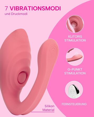 Вібратор MySecretCase з пультом дистанційного керування для жінок: стимулятор клітора та G-точки, 7 режимів вібрації та тиску, силіконовий, тихий секс-іграшка