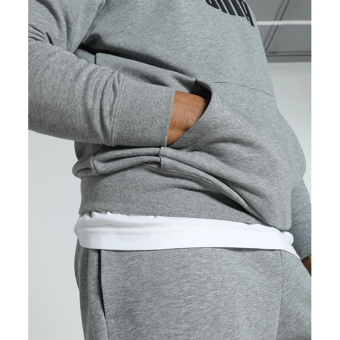 Чоловічий худі Puma ESS No. 1 Logo Hoodie з капюроном, сірий меланж (Medium Gray Heather), розмір XL
