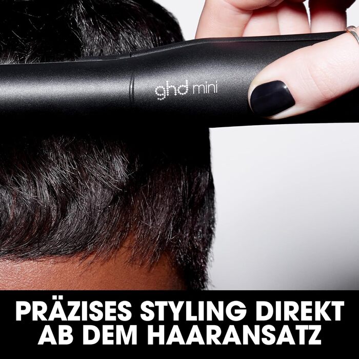 Міні-випрямляч для волосся ghd mini: вузький стайлер для короткого волосся та чубчика, чорний