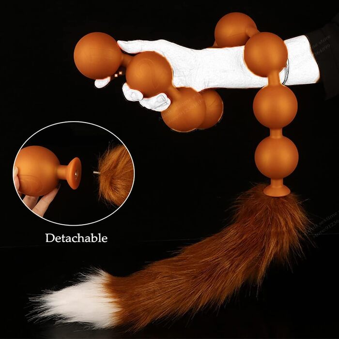 Анальні кульки з силікону JudeCP з фіолетовим хвостиком (9 кульок), анальні пробки, сексуальні іграшки для пар, косплей, SM (Золото)