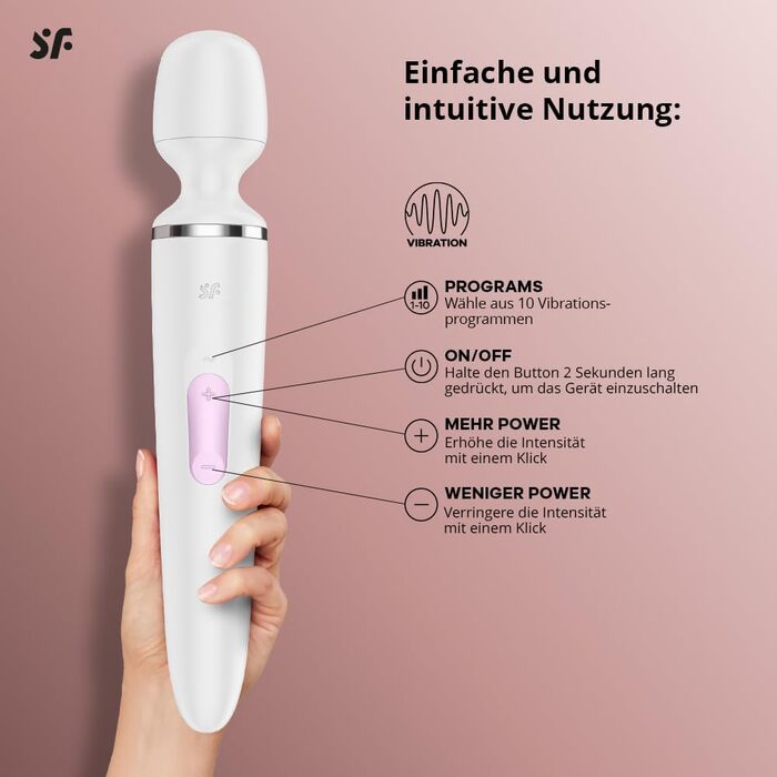 Satisfyer Wand-er Woman: Масажер-паличка з 50 режимами вібрації | Інтимні іграшки для жінок та чоловіків | Тихий та потужний вібратор для тіла | Білий колір