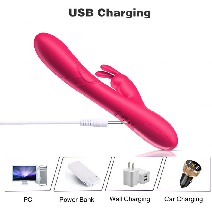 Вібратор G-Punkt Silikon з 10 режимами вібрації для жінок. Іграшки для дорослих, кролик. Рожевий колір