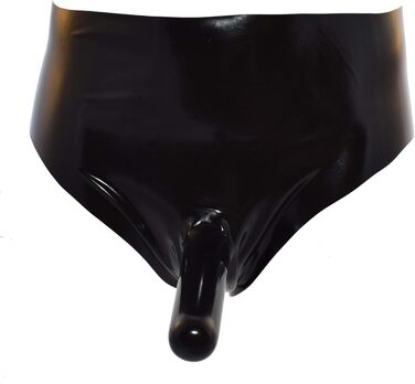 Шорти з латексу Rubberfashion з пеніс-чохлом та надувним дildo для ануса - чоловіча білизна з латексу, чорний, 0.4 мм