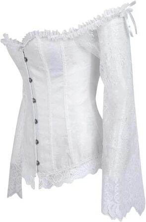 Корсетне плаття WDSBZNB для жінок, біле корсет-топ у великих розмірах, бюстгальтер, жилет, мереживо, квітковий принт, мідер з довгим рукавом (2XL) XXL White