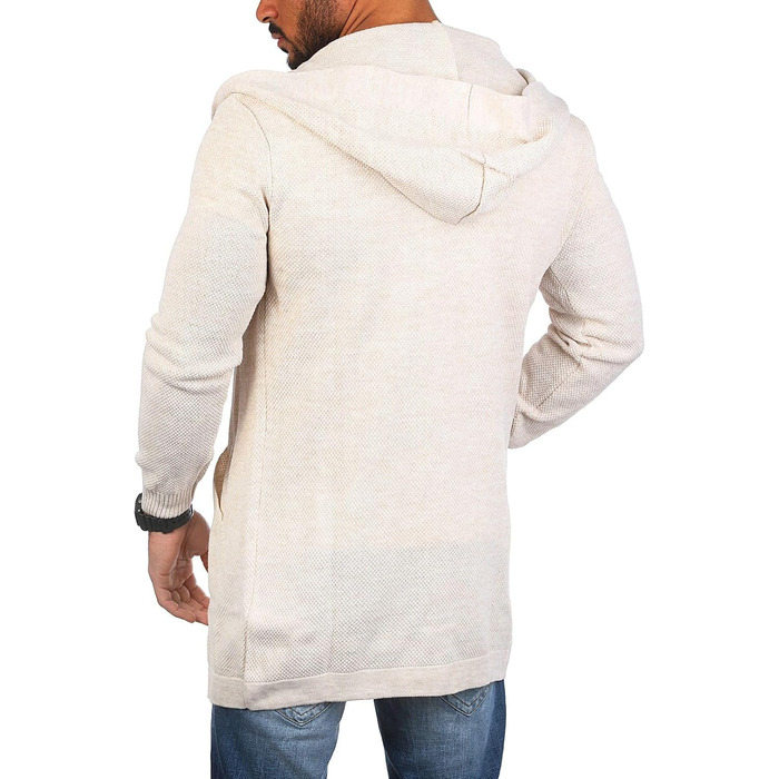 Чоловічий трикотажний кардиган Carisma з капюшоном, подовжений oversize, бежевий, розмір L