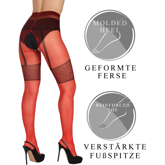 Шкарпетки BANANALU з візерунком, відкритий крок, 20 Den (M, Червоний)