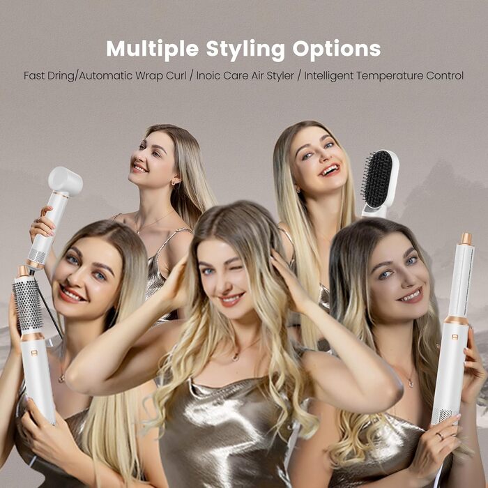 Набір стайлер для волосся 5 в 1 Haarstyler 1000W: фен, круглі щітки, вирівнювач та керлер для всіх типів волосся (чорний)