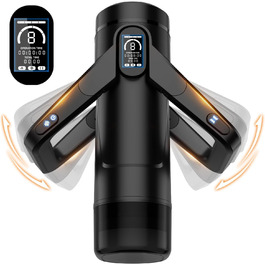 Інтимна іграшка для чоловіків Eanatoys з 9 вібраціями, телескопічною функцією, 3D-реалістичною вагіною та LCD-дисплеєм. Чорний колір