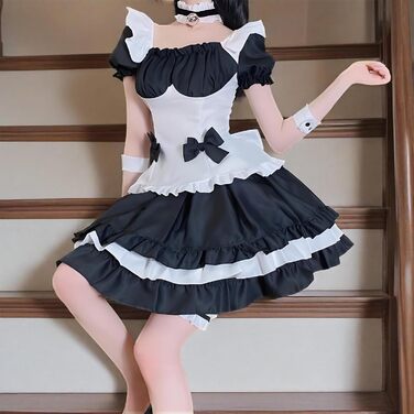 Сукня горничної чорно-біла YushengTai, костюм горничної для косплею, карнавалу, Хелловіну, 3XL