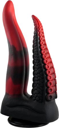 Анальний стимулятор Shkanla Monster Doppeldildo з щупальцями, реалістичний гігантський дилда з присосками, силікон, фентезі, стимулятор G-точки, іграшка для дорослих, червоний, чорний
