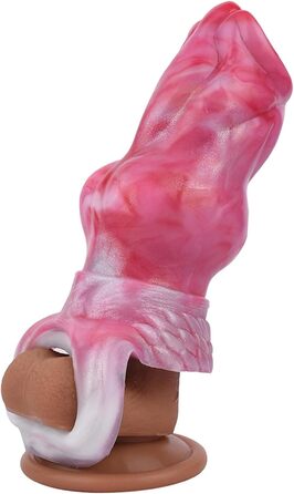 Реалістичний секс-іграшка для чоловіків у вигляді пса - реалістичний дилда з кільцем, з рідкого силікону, збільшує, рожевий, розмір S
