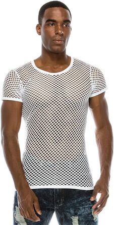 Чоловіча сітчаста футболка з прозорим дизайном, сексуальна сорочка для нічного клубу, стильна футболка в стилі стрітвір