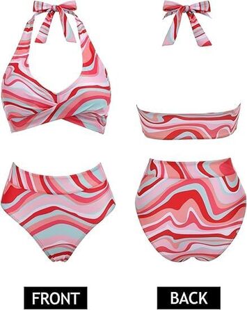 БІКІНІ AI'MAGE для жінок: двочастинний купальник з високою талією, що приховує живіт, комплект бікіні, S-XX (Рожевий, XL)