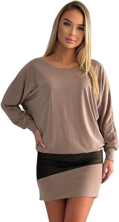 Сукня святкова Daen з блискітками, туніка-светр (S, L, XL, XXL), колір капучино