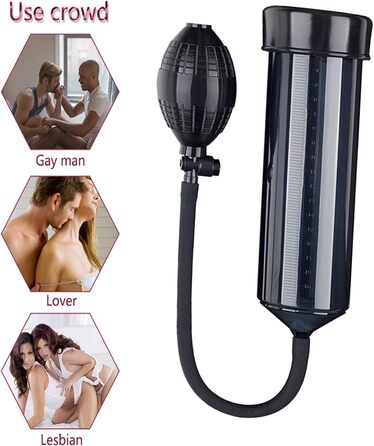 Ручний пеніс-насос TRQOYTU з мірною шкалою та помпою. Тренажер для стимуляції та збільшення пеніса. Чорний.