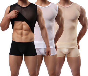 Чоловіча майка-топ з сіткою, прозора мускул-майка без рукавів, чорна, для клубу