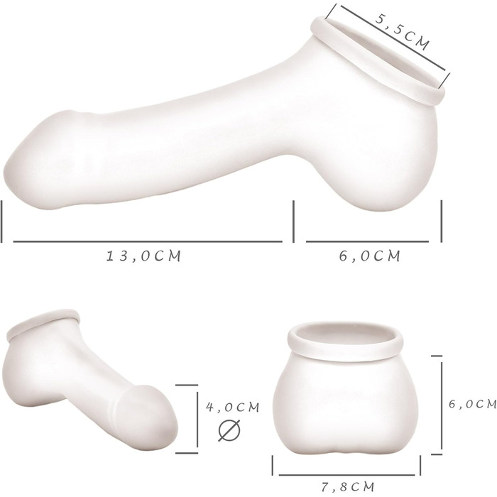 Штучний презерватив для пеніса TOYLIE Adam, чорний, довжина 13 см - з мішком для яєчок та вираженою головкою, Made in Germany