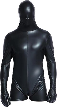 Чоловічий боді з штучної шкіри на блискавці, чорний, XXL - сексуальний костюм для клубів та вечірок