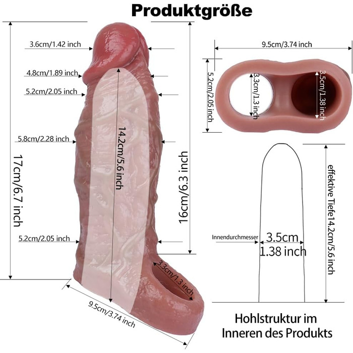 Реалістичний презерватив з силікону з кільцем на яєчках та структурою вен. Презерватив для збільшення статевого члена та затримки еякуляції, стимулятор G-точки. Інтимна іграшка для чоловіків, колір шкіри.