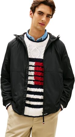 Чоловіча вітрівка Tommy Hilfiger з капюшоном, спортивна куртка, чорна, розмір L