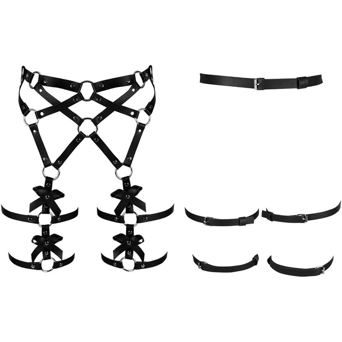 Корсет-зачіп для ніг з PU шкіри, чорний, корсет, зачіп для ніг, пу шкіра, чорний, корсетний пояс