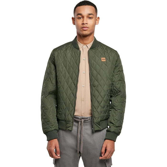 Чоловіча стібана куртка Urban Classics Diamond Quilt Jacket, оливкова, розмір 4XL