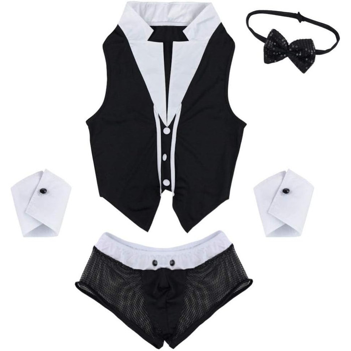 Боксерки чоловічі KHDFYER з принтом служанки, 5 шт. Комплект нижньої білизни з наручниками, чорний, M