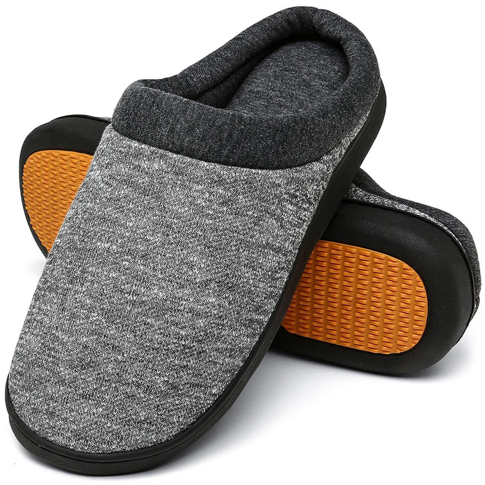 Зимові домашні капці Mishansha унісекс з ефектом пам'яті (Memory Foam), теплі та протиковзкі тапочки для жінок та чоловіків, сірі, розмір 48 EU