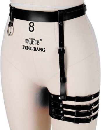 Жіночий шкіряний поясок для панчіх, корсет, боді-кейдж, чорний