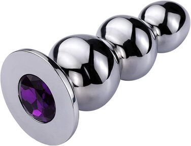 Анальний плагін з нержавіючої сталі з кристалами для простати - стимуляція, мастурбація (3 кульки)