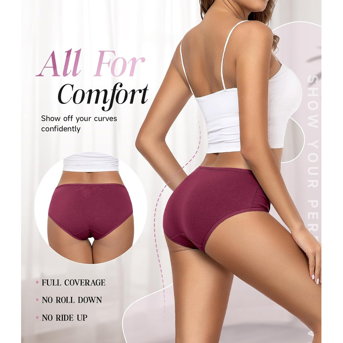 Танстц (TANSTC) жіночі труси-сліпи з бавовни, 6 шт. в упаковці, низька талія, еластичні, дихаючі, XS