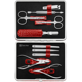 Набір для манікюру та педикюру ZWILLING Kroko Edition (10 предметів), нержавіюча сталь, шкіряний футляр, червоний