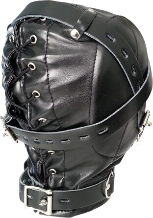 Маска для голови з екошкіри Bondage BDSM SM, чорна, з м'якою підкладкою