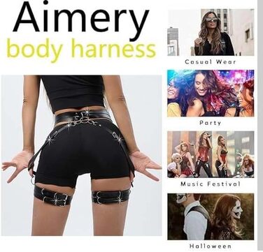 Жіночий готичний набір для ніг з еластичної шкіри, регульований, для нижньої білизни, косплей, карнавал, панк, вечірки, чорний