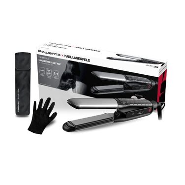 Випрямляч для волосся Rowenta Thermoglide SF5120 з керамічним покриттям, регулюванням температури та обертовим шнуром, чорно-сріблястий