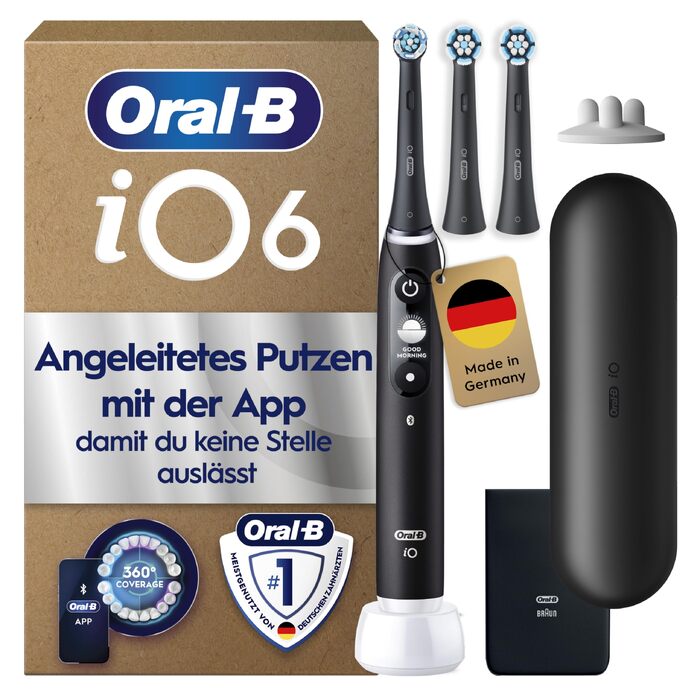 Електрична зубна щітка Oral-B iO Series 6 Black Lava: 5 режимів очищення, 3 насадки та дорожній футляр