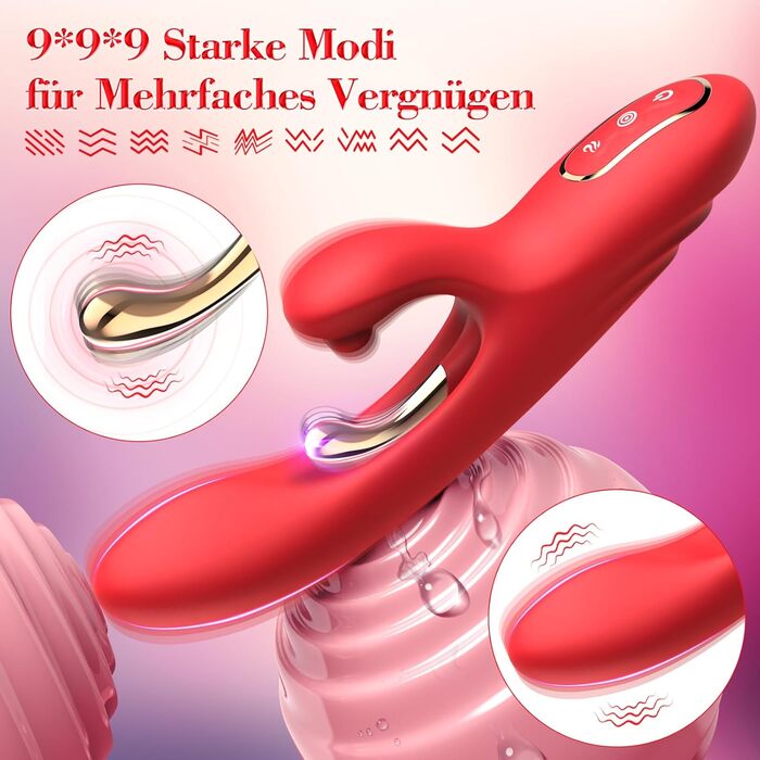 Вібратор Rabbit Sexspielzeug для жінок: стимуляція G-точки, клітора, Dildo. 9 режимів вібрації, стимулятор для дорослих.