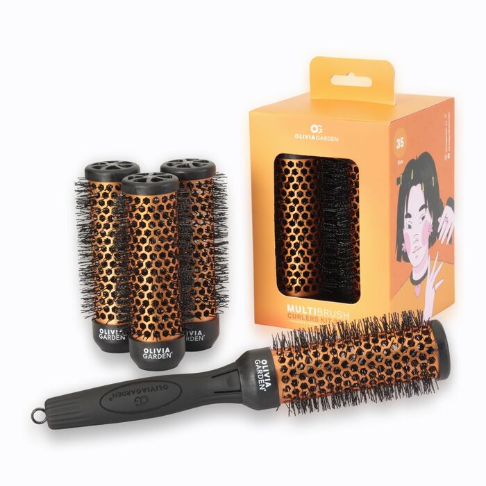 Набір багатофункціональних щіток для завивки волосся Olivia Garden Multibrush Curlers Kit — 4 насадки та знімна ручка для створення локонів та об'єму