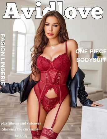 Avidlove жіночий боді-сет: мереживний корсетний тілесний костюм, сексуальна спідня білизна, babydoll, червоний