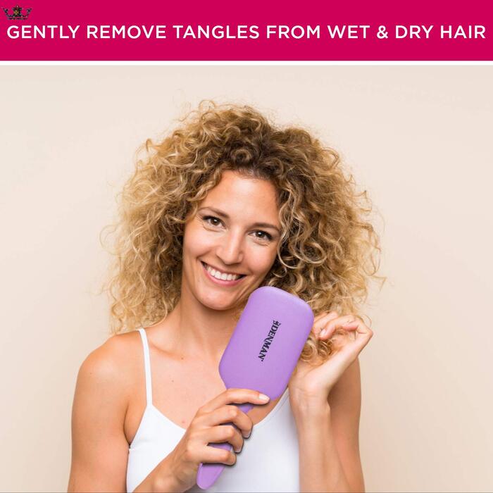 Щітка для розплутування волосся Denman Tangle Tamer Ultra D90L, paddle-браш для кучерявого та натурального волосся, для вологого та сухого використання (Ліловий)