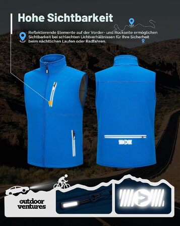 Чоловічий жилет Softshell Outdoor Ventures для велосипеда та активного відпочинку, водонепроникний, середній синій (розмір M)