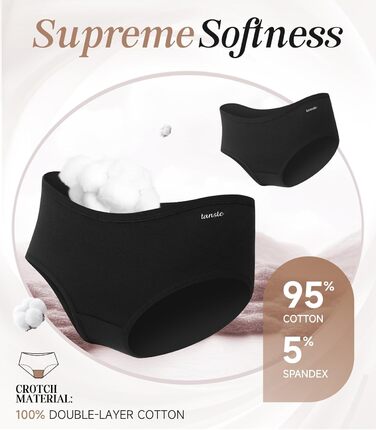 Танстк (TANSTC) жіночі труси-сліпи з бавовни, 6 шт. в упаковці, низька посадка, еластичні, дихаючі, чорний, XL